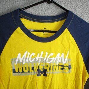 NIKE THE TEE MICHIGAN WOLVERINES WOMEN'S 3/4 SLEEVE SHIRT SMALL COTTON YELLOW